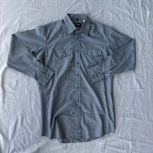 Mens Pearl Snap White Horse Brand‎ Button Down Collared Striped Western Shirt L